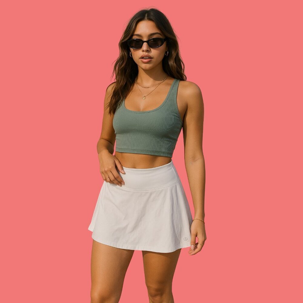 Lululemon White Pleated Athletic Skort (Size 4 Tall) Built-In Shorts - Tennis